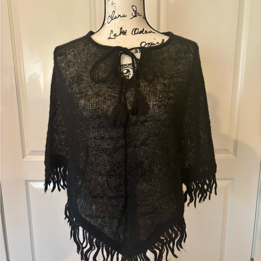 Energie Black Tassel Poncho